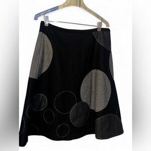Boden Black and grey circle print midi skirt Size 12